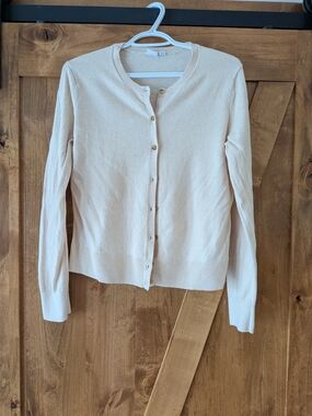 GAP Beige Lightweight Cotton Button-Up Women's Cardigan